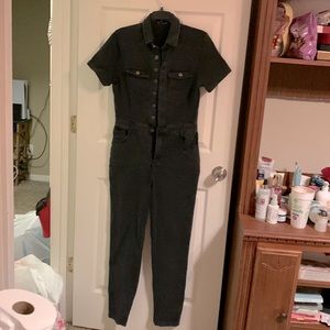 Haute monde dress overall jeans button up with pockets